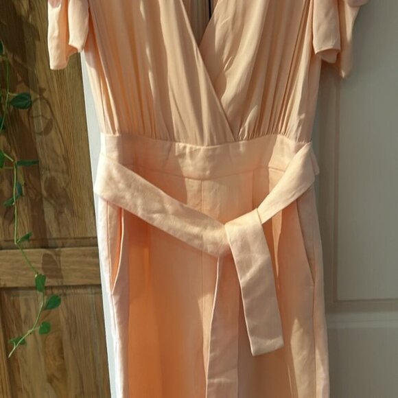 NEW MAJE xs Piruize Cold-shoulder Crepe And Stretch-twill Jumpsuit In Mandarine - Picture 7 of 11